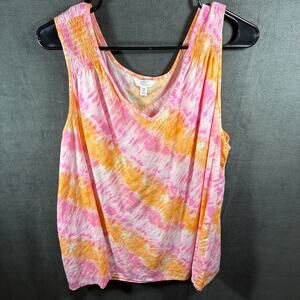 women linen blend tank top xxl pink coastal beachy vacation tropical